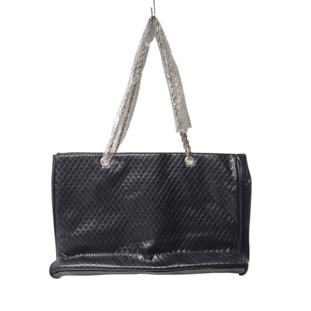 Lancôme Black Tote Bag Silver Chain Strap Shoulder Handbag Faux Leather New